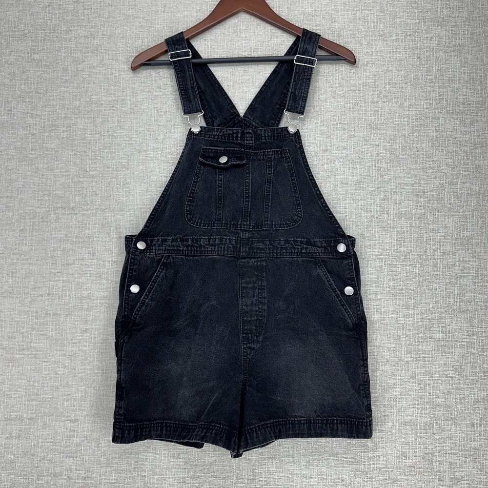 No Boundaries Denim‎ Overall Shorts Juniors Large 11-13 Black Adjustable Straps